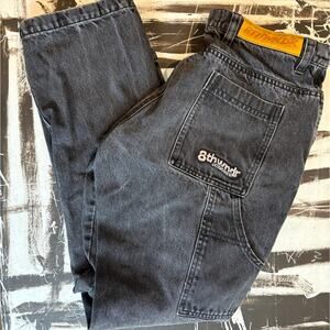 8THWNDR Double Knee Denim Pant Black (30x29) Carpenter Jean Streetwear y2k